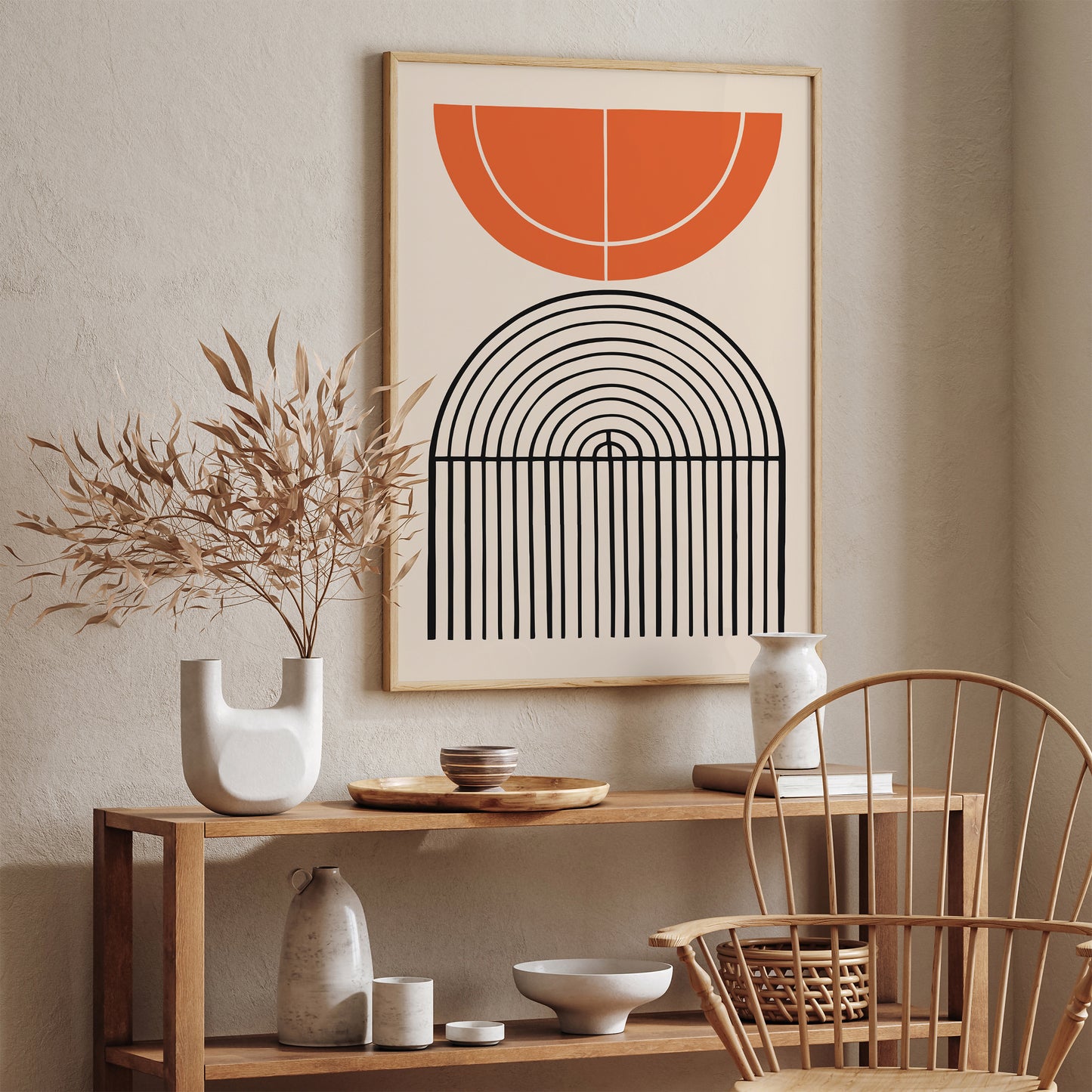 Mid Century Orange Arches Art Print