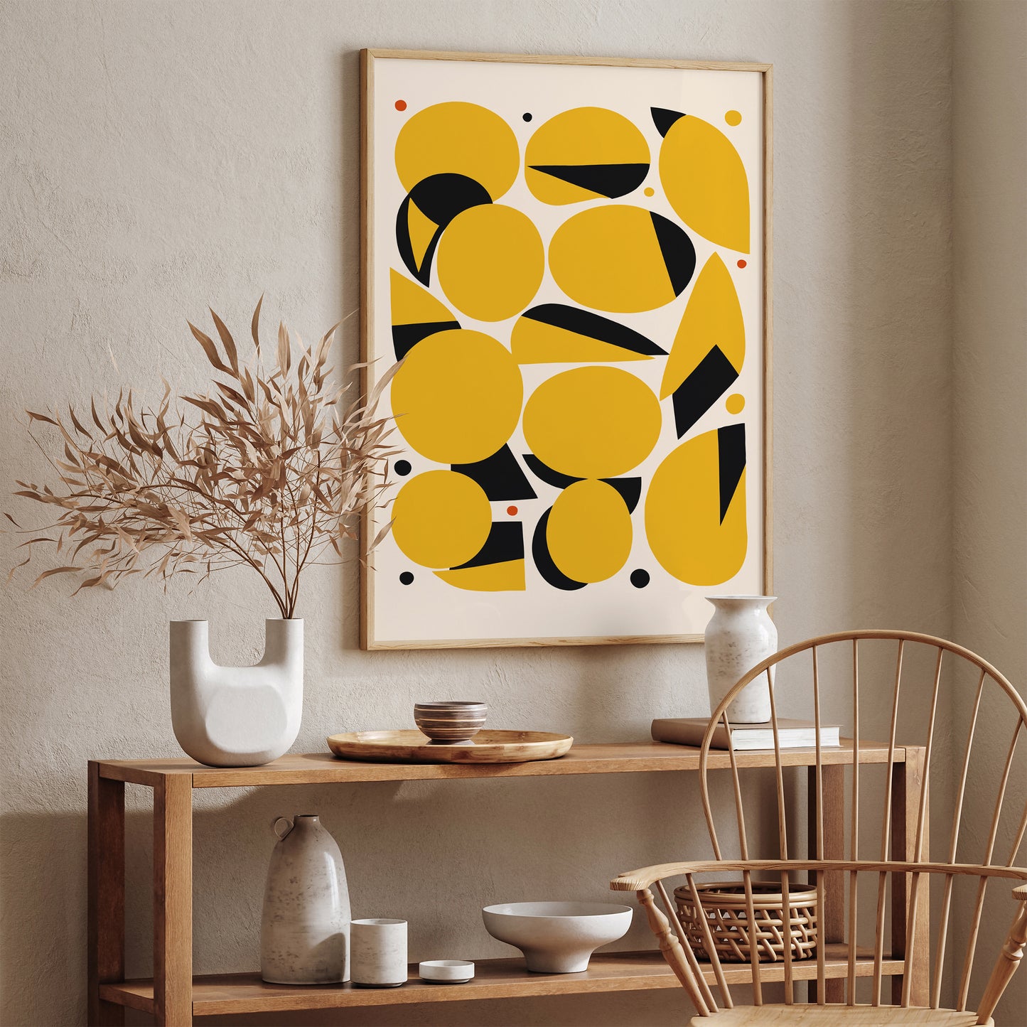 Yellow Mid Century Abstract Print 2025