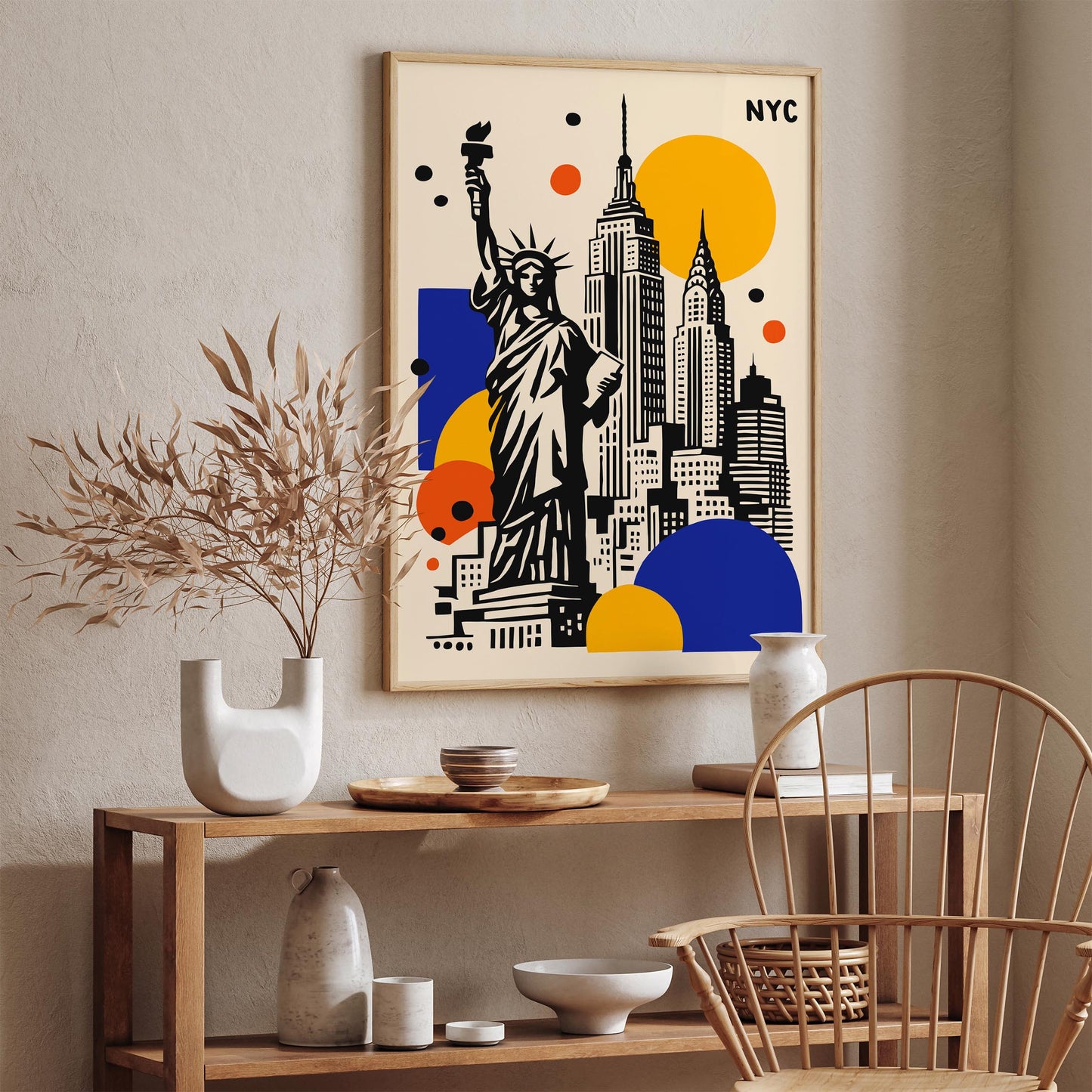 NYC Travel Poster – Modern Cityscape Wall Art Print