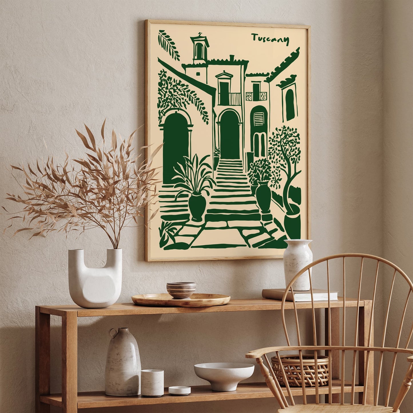 Tuscany Architecture Green Eclectic Art Print