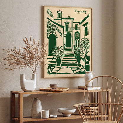 Tuscany Architecture Green Eclectic Art Print