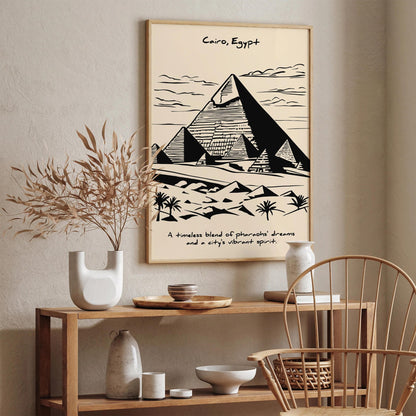 Cairo Egypt Black Ink Wall Art Poster