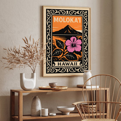 Molokai Island Hawaii Travel Poster