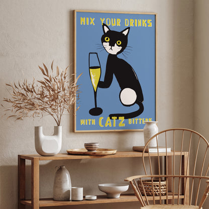 Catz Bitters Drink Vintage Poster