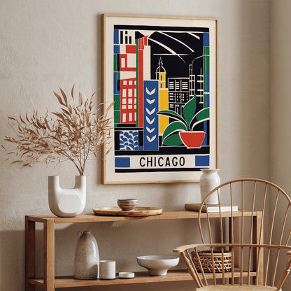 Chicago Retro Travel Art Print