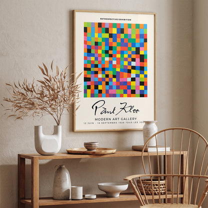 Paul Klee Retro Exhibition Poster, Abstract Geometric Art Print