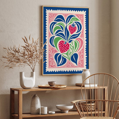 Retro Strawberry Art Print - Vintage Farmhouse