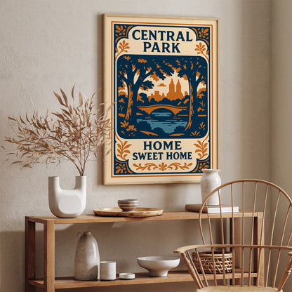 Central Park NYC Poster - Home Sweet Home Quote Art