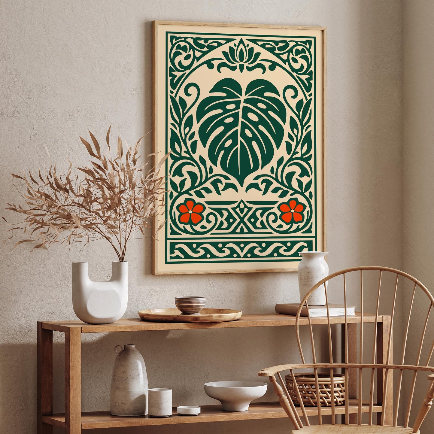 Monstera Deliciosa Poster – Boho Botanical Leaf Wall Art Print