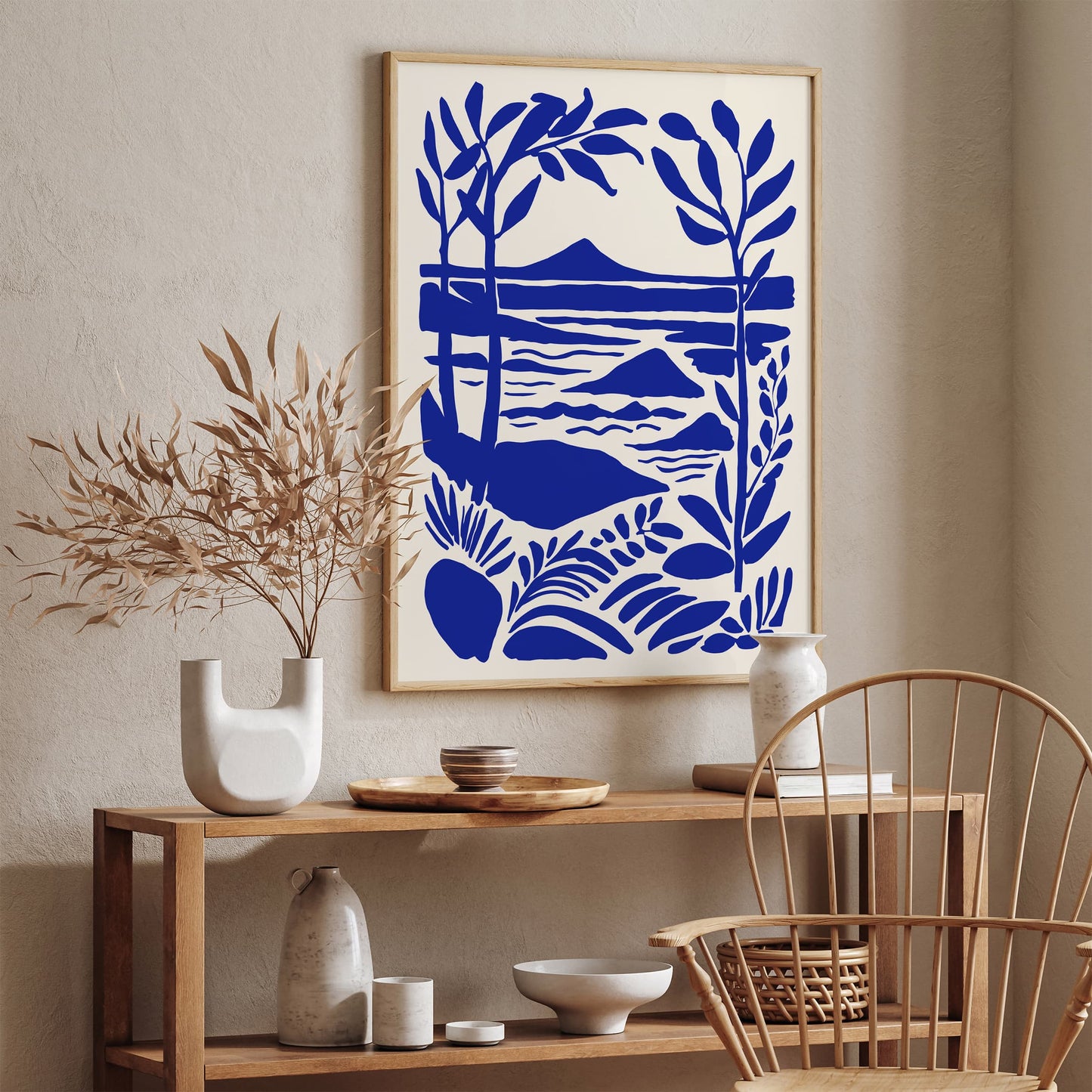 Blue Nautical Landscape Scenic Art Print 2025