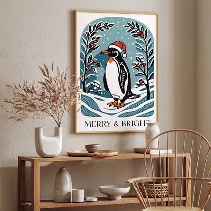 Cute Christmas Penguin Poster