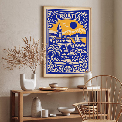 Croatia Travel Poster - Blue Adriatic Wall Art