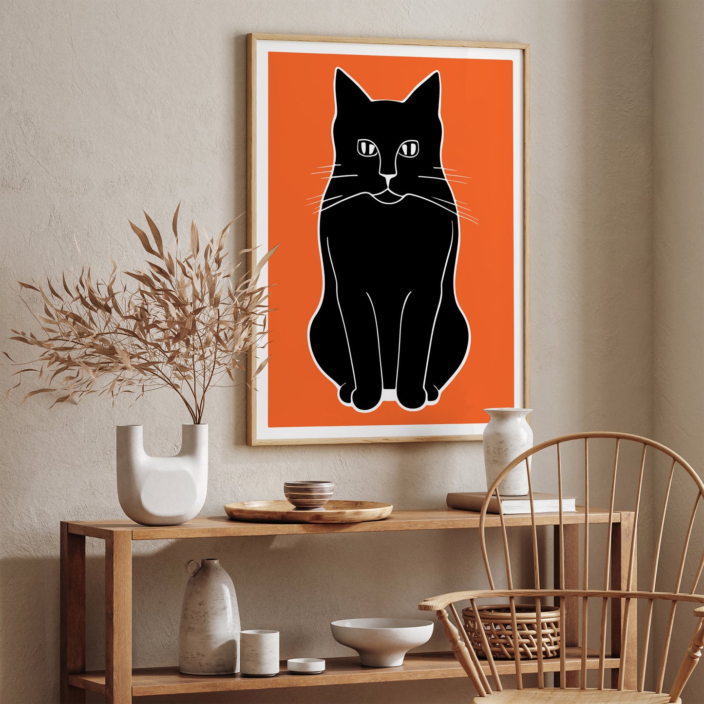 Black Moody Cat Art Print