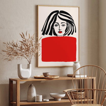 Red Lips Girl Portrait Poster