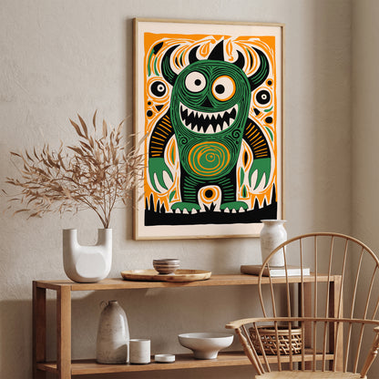 Crazy Green Monster Halloween Vibes Art Print