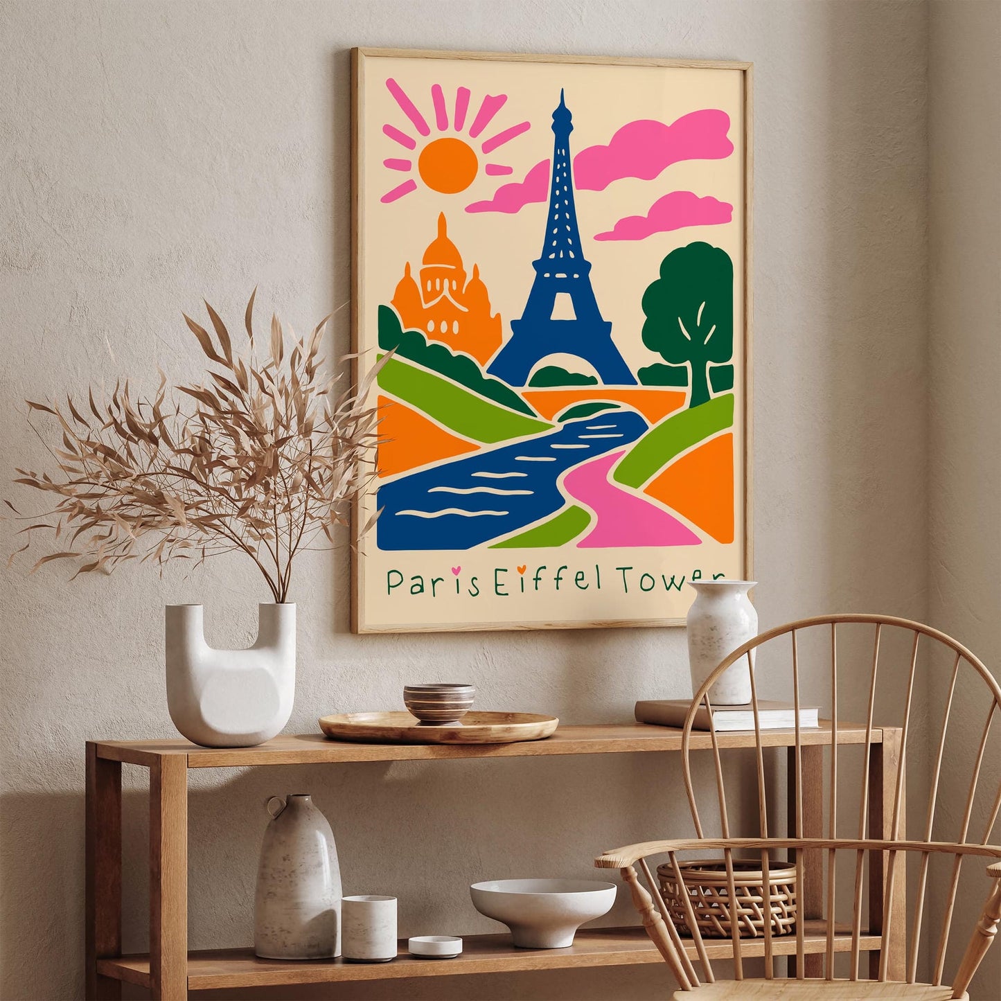 Paris Eiffel Tower Poster - Colorful Cute Wall Art