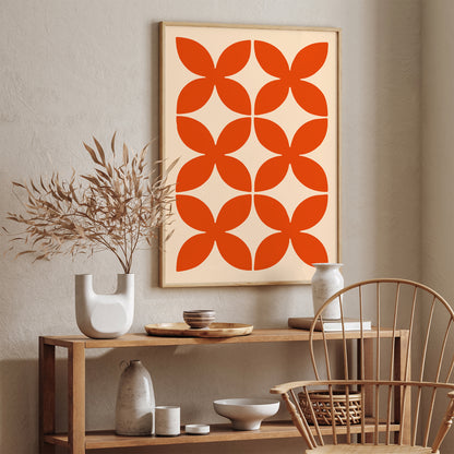 Retro Vibrant Red Abstract Shape Poster