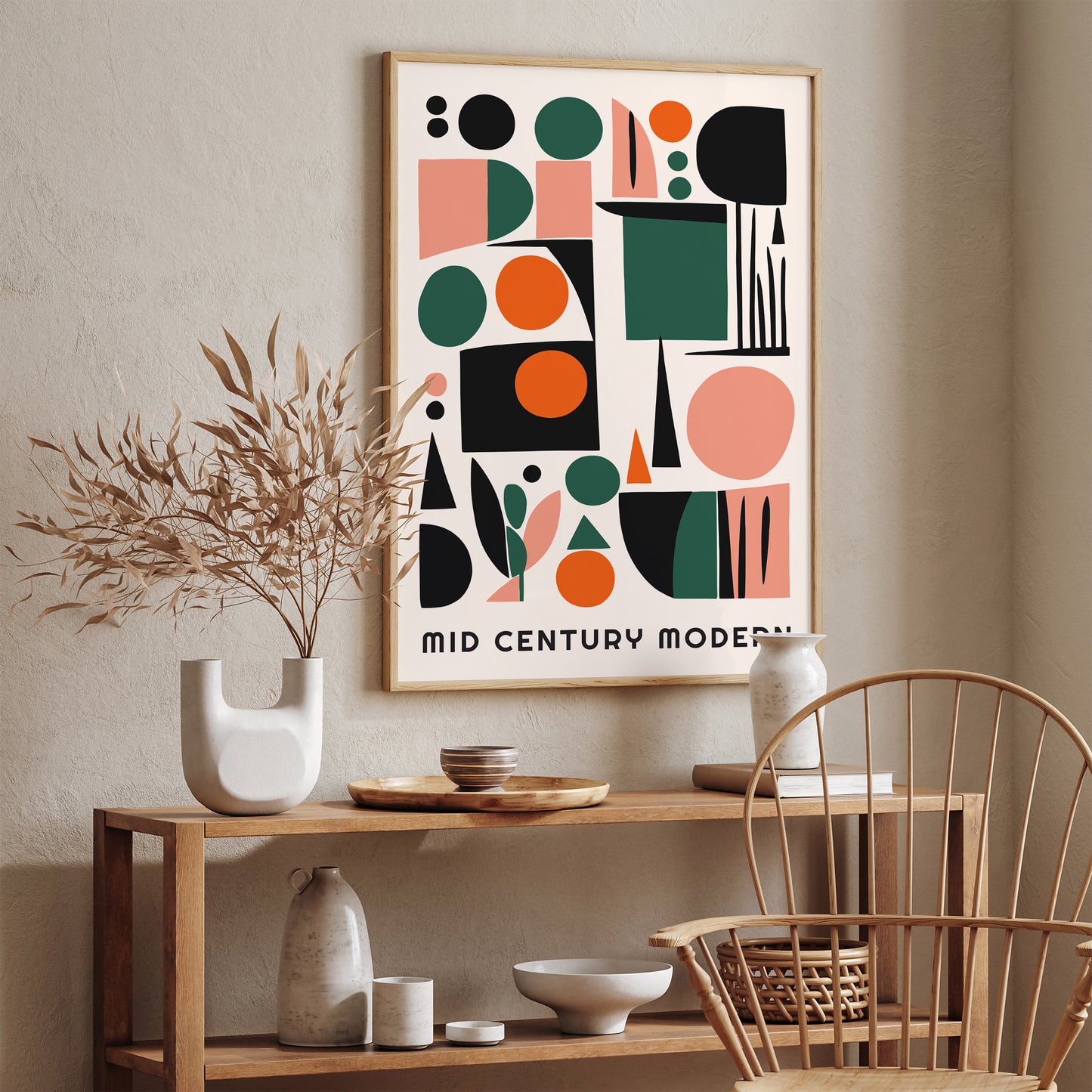 Mid Century Modern Geometric Poster 2024