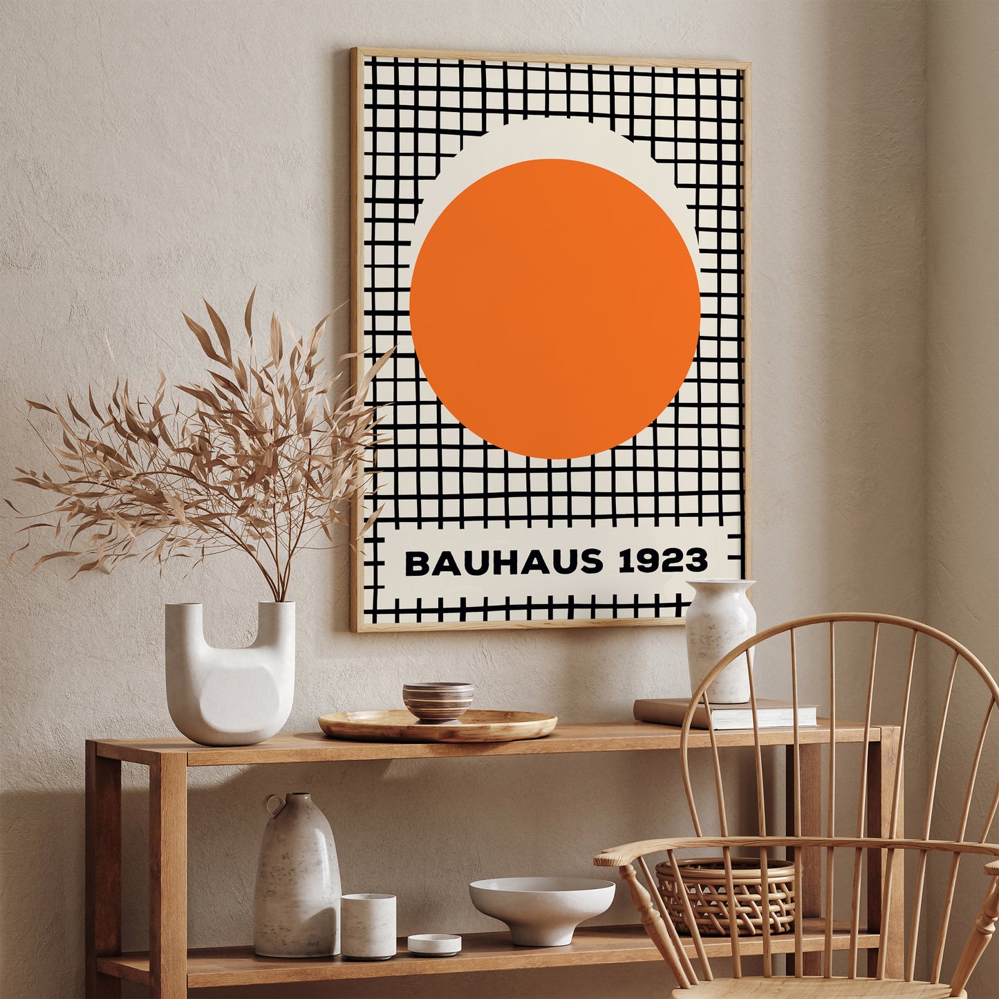 Orange Geometric Bauhaus Wall Art