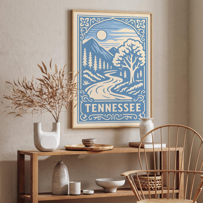 Tennessee Travel Poster - Icy Blue Landscape Print