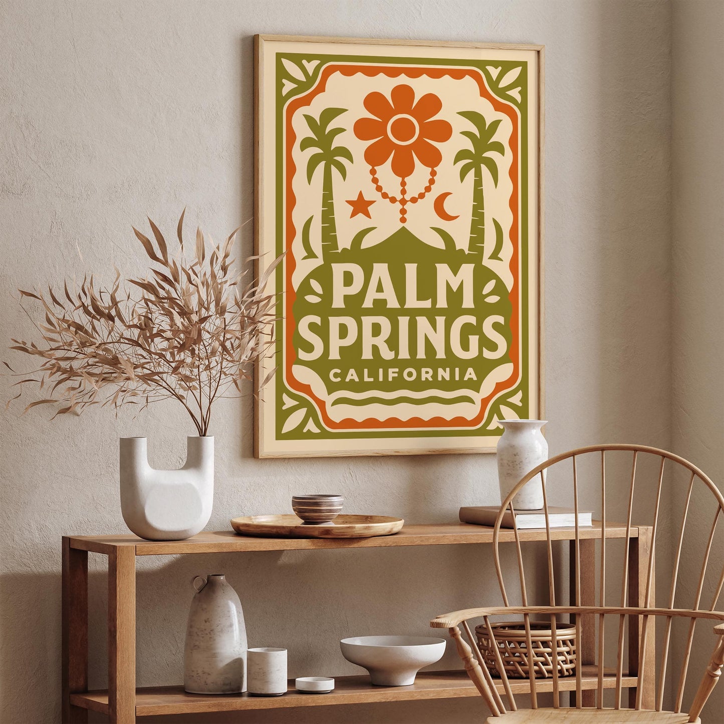 Retro Bohemian Palm Springs California Poster