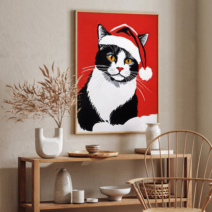 Santa Cat Festive Winter Poster