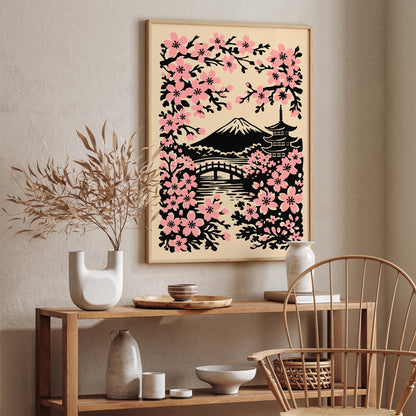 Japan Cherry Blossom Travel Poster