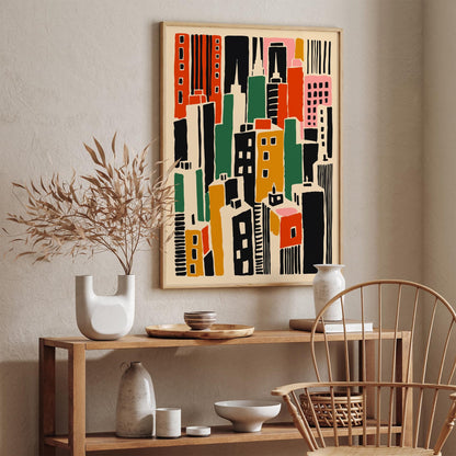 Abstract Retro NYC Buildings Poster