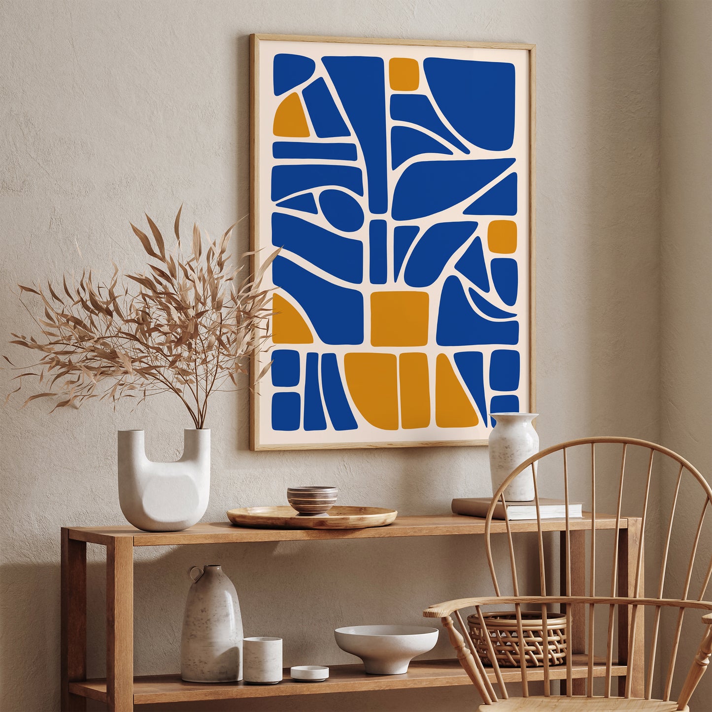 Mid Century Abstract Blue Poster