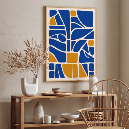 Mid Century Abstract Blue Poster