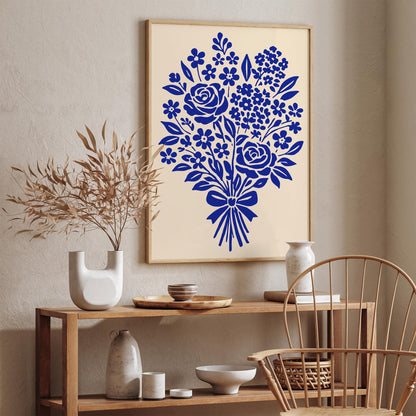 Blue Bouquet of Flowers Poster