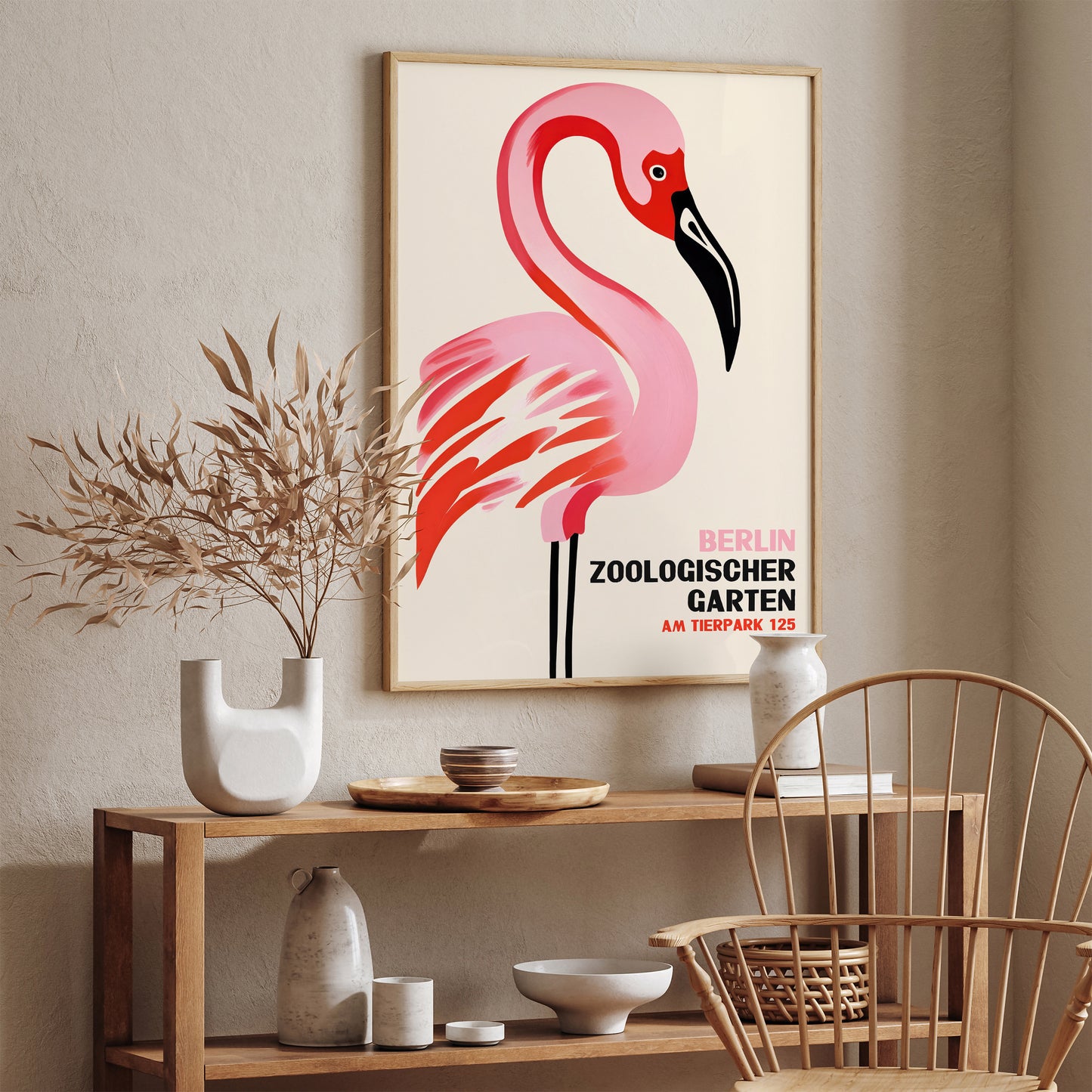 Berlin Zoo Retro Flamingo Poster