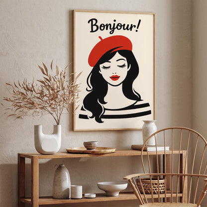 Bonjour French Girl Poster