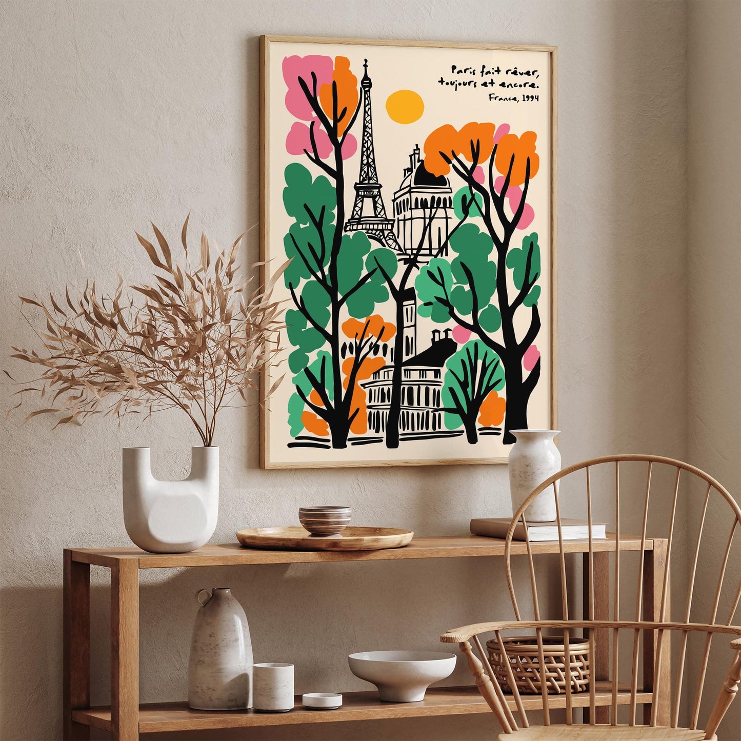 Paris France Travel Poster with Quote