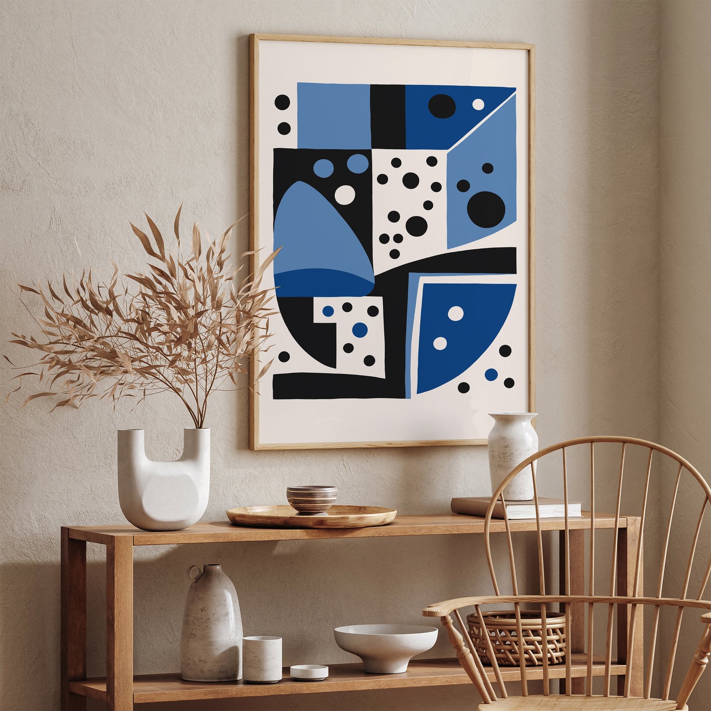 Blue Mid Century Geometric Print