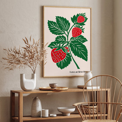 Love at first bite - Strawberry Art Print