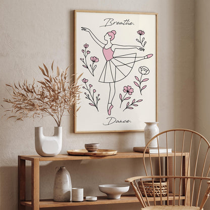 Breathe. Dance. Poster - Minimalist Line Art Print