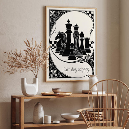 Black and White Vintage Chess Poster