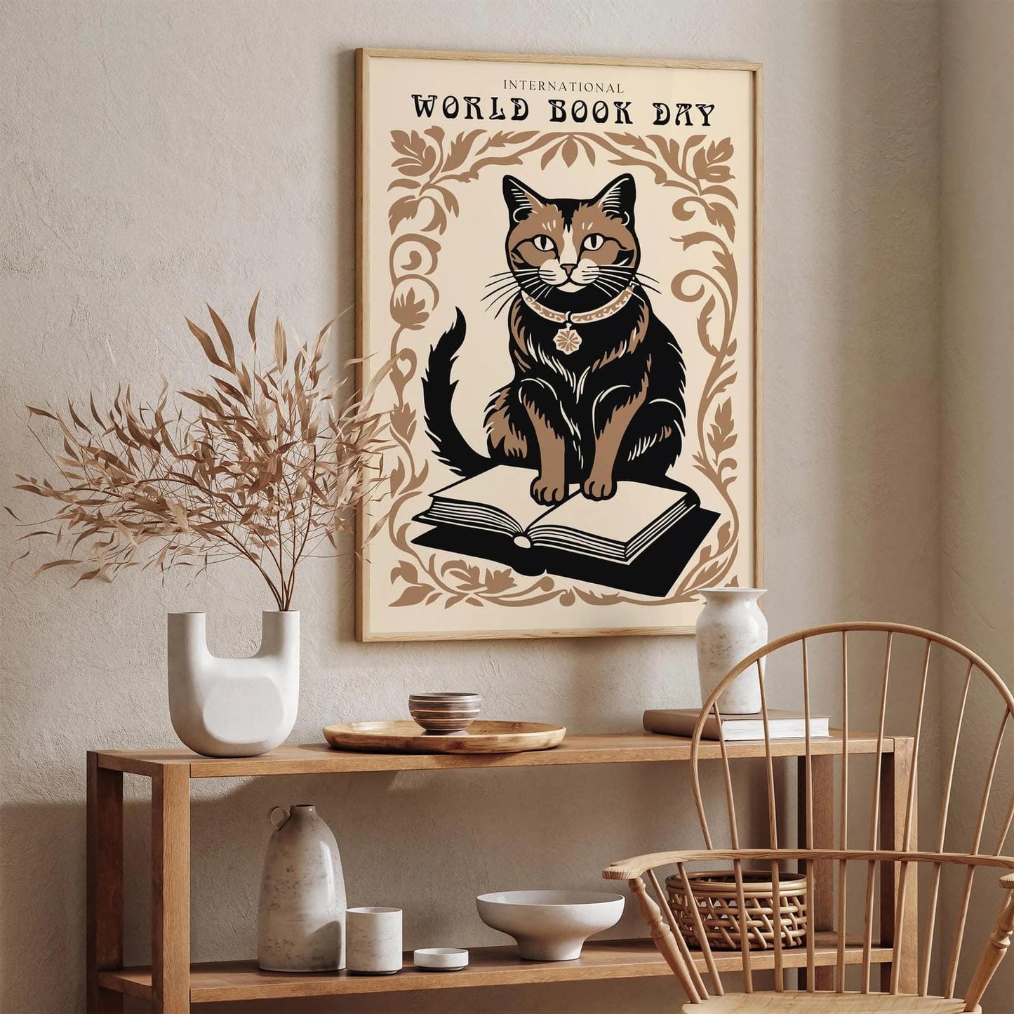 International World Book Day Cat Wall Art Print
