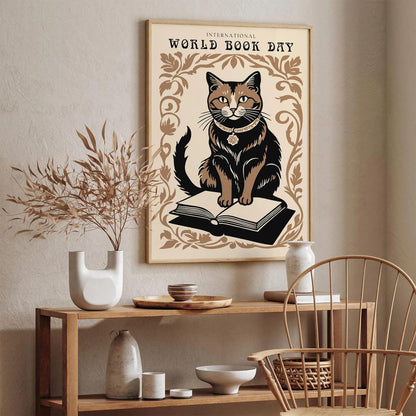 International World Book Day Cat Wall Art Print