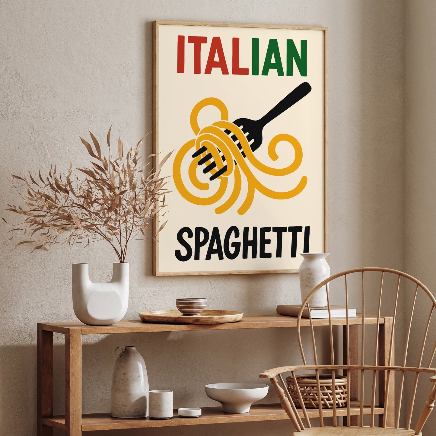 Italian Spaghetti Modern Kitchen Wall Decor Art Print