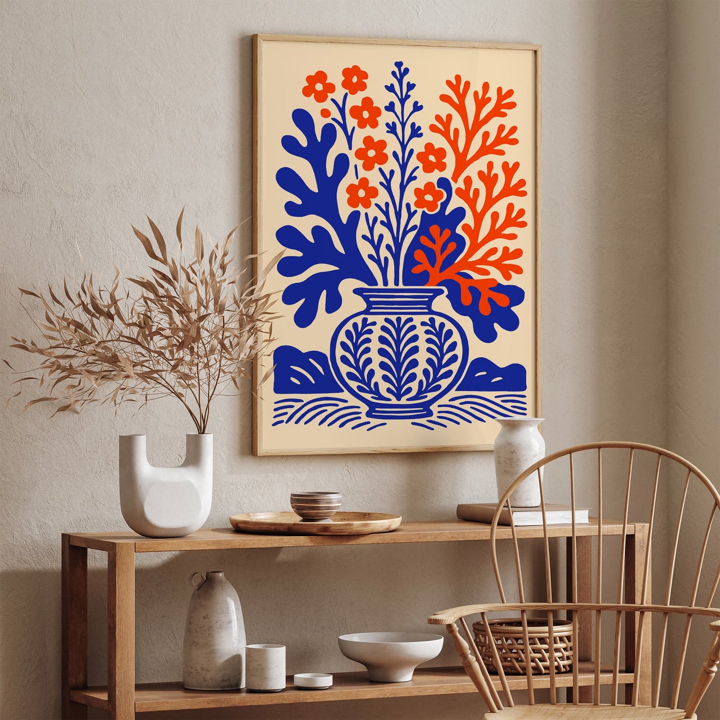 Blue and Red Coral Reefs Botanical Bouquet Print