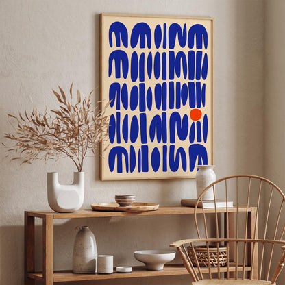 Abstract Blue Modern Cut Outs Art Print 2025