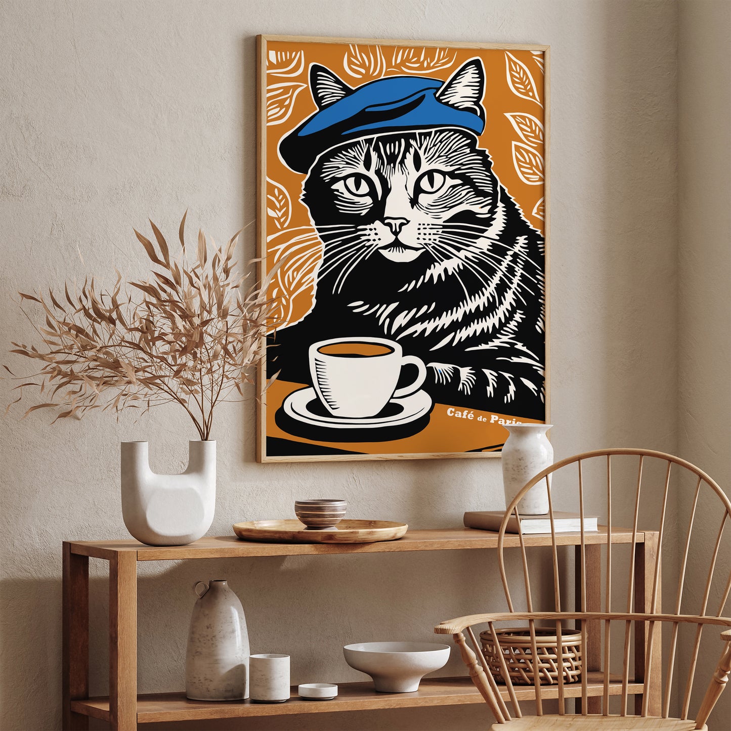 Cafe de Paris Cat Art Print