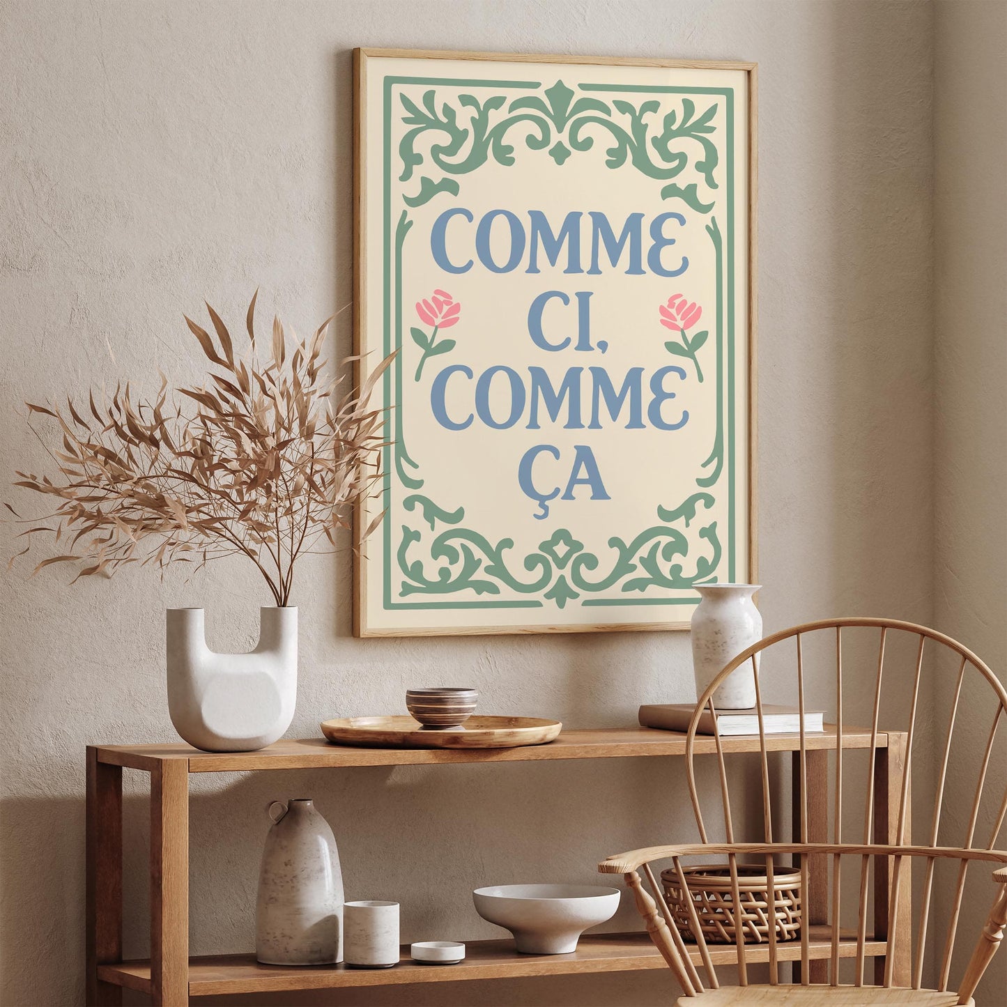 Comme Ci Comme Ça Poster - Pastel French Quote Print