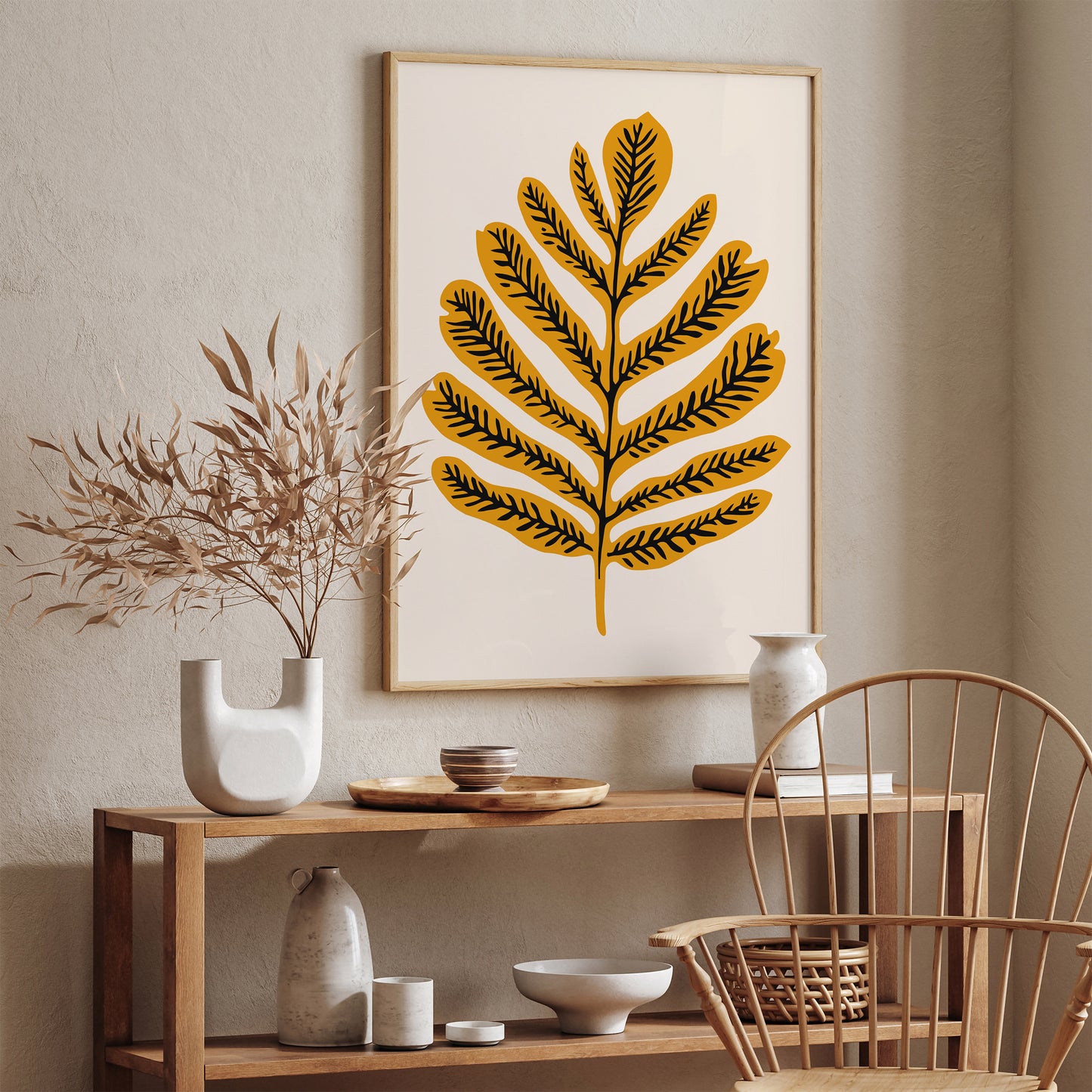 Nature Wall Art, Botanical Poster with Yellow Leaf