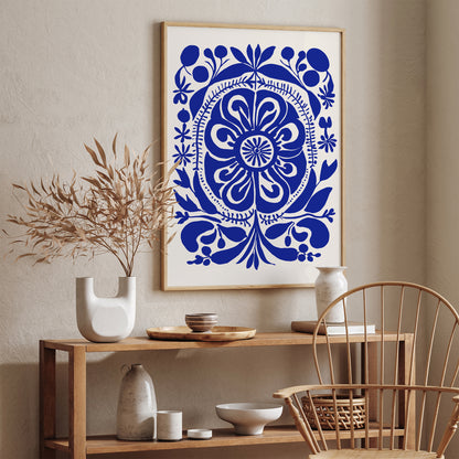Trendy Blue Botanical Abstract Poster
