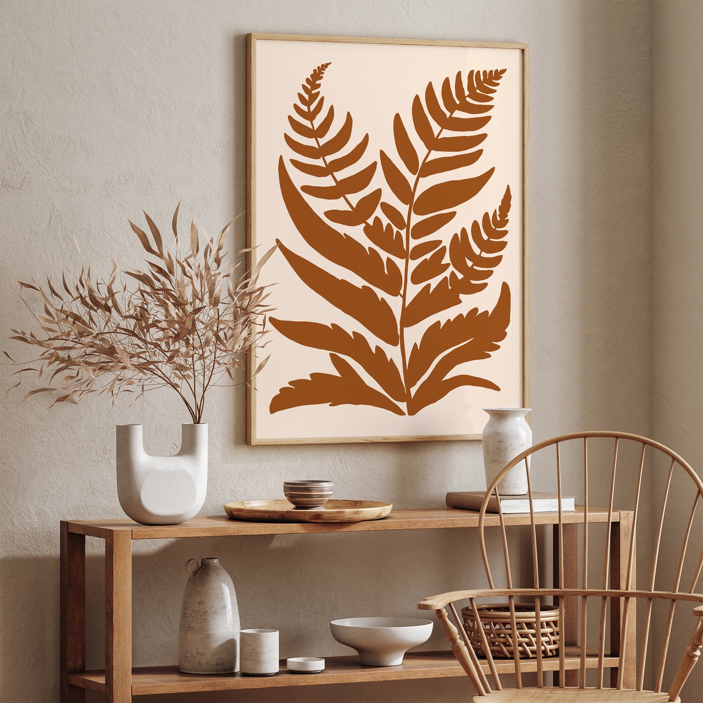 Farmhouse Decor Brown Fern Leaf Print