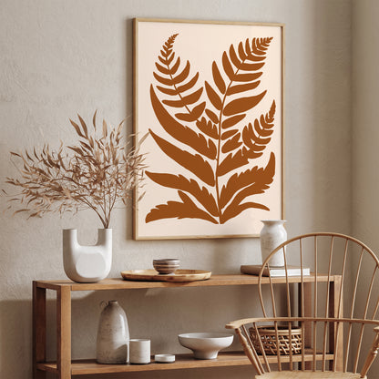 Farmhouse Decor Brown Fern Leaf Print