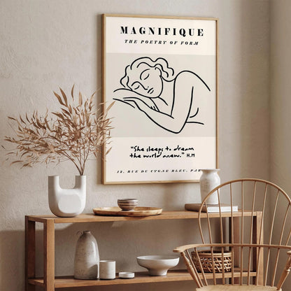 Sleeping Woman Line Art Print